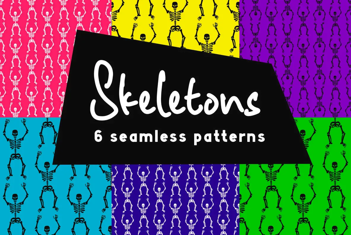 Halloween skeletons seamless patterns