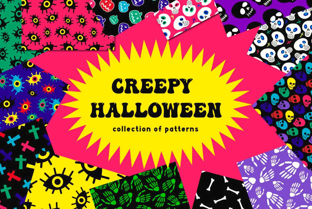 Creepy halloween patterns bundle