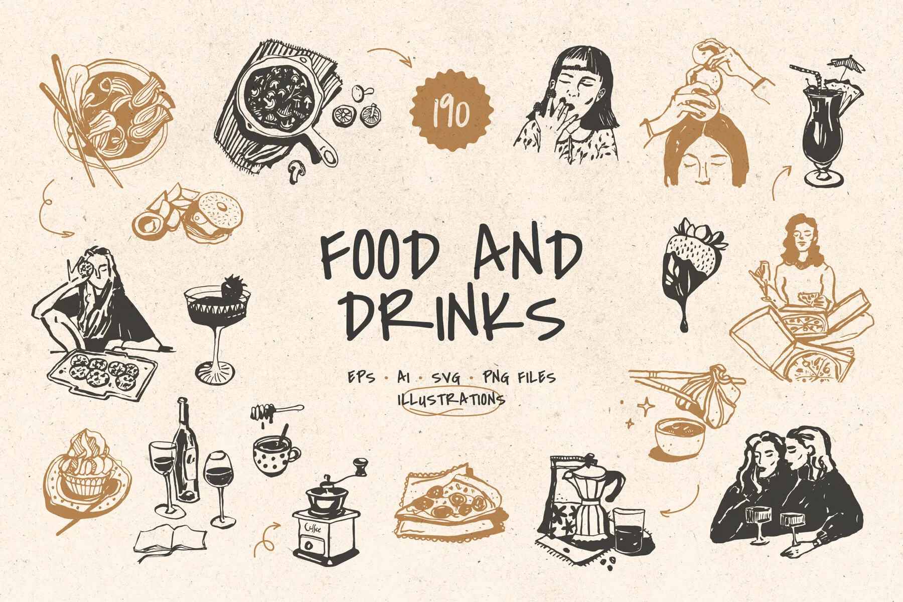 Food and Drinks Illustrations