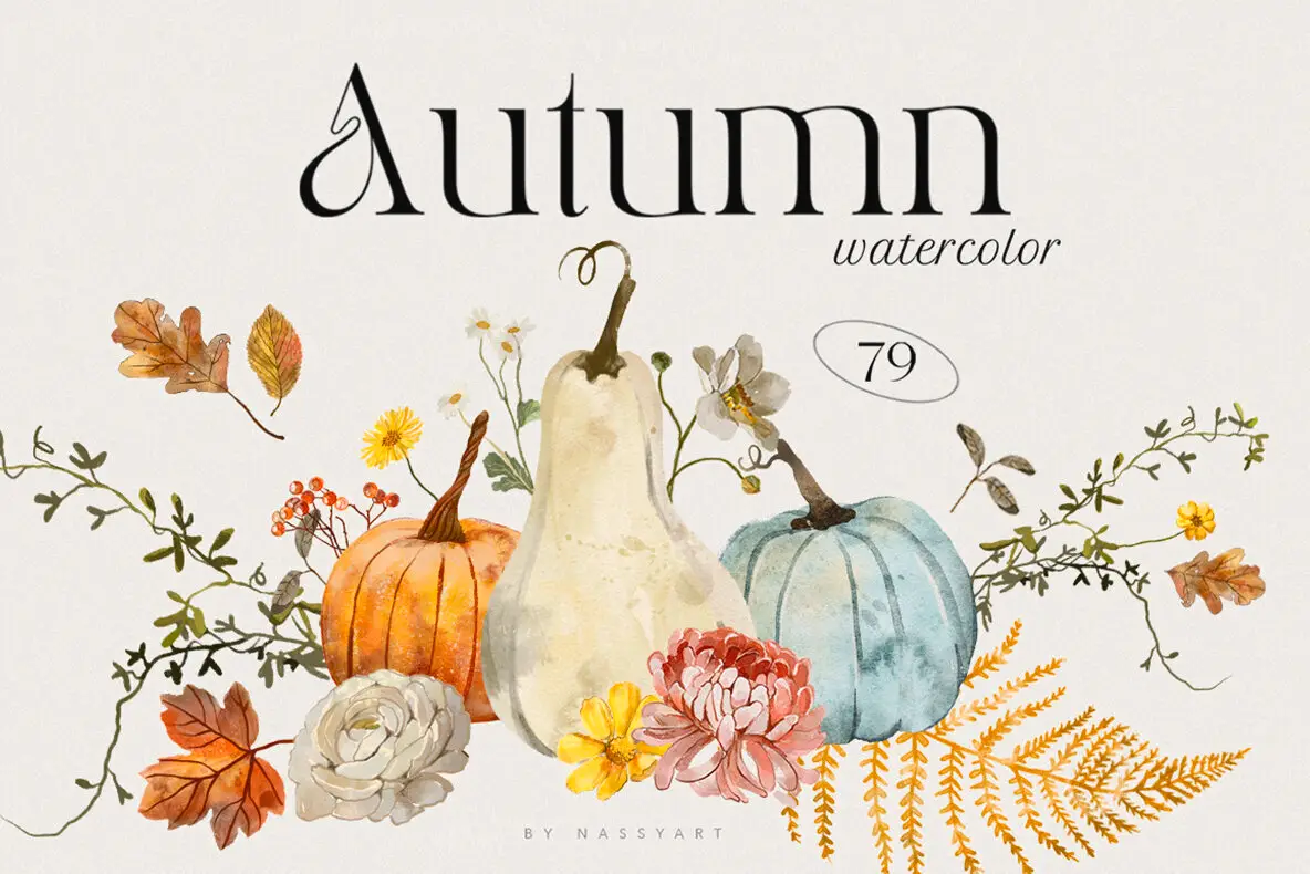 Autumn Fall Watercolor Set