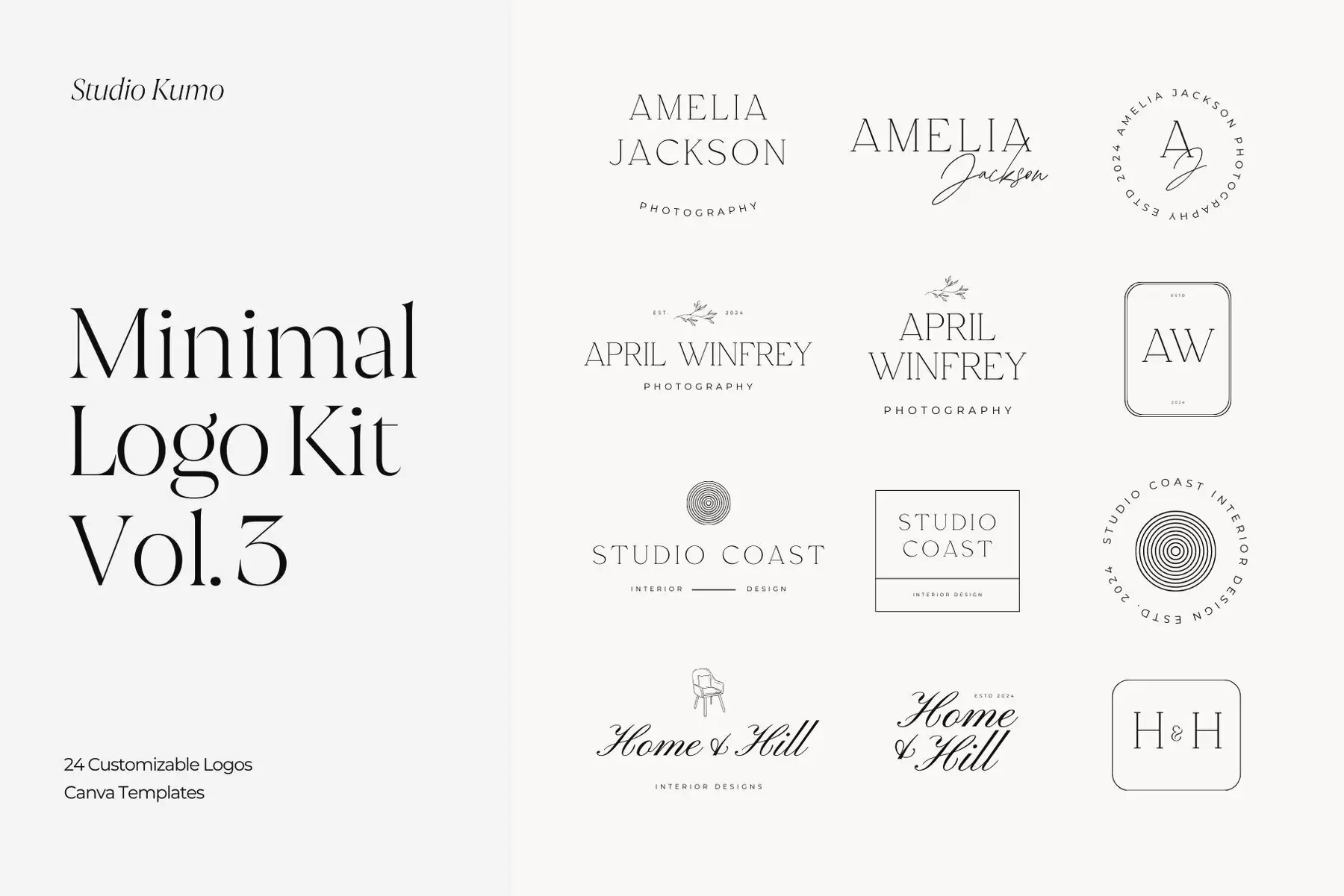 Minimal Logo Kit Canva Templates Vol.3