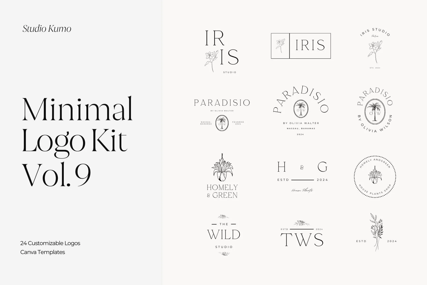 Minimal Logo Kit Canva Templates Vol.9