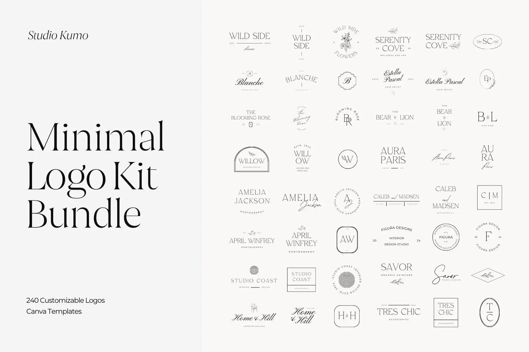 Minimal Logo Kit Bundle Canva Templates