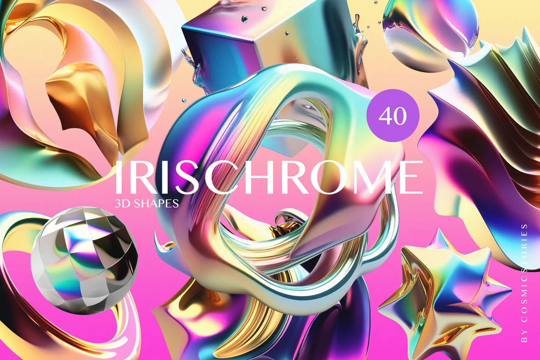 3D Irischrome Abstract Objects