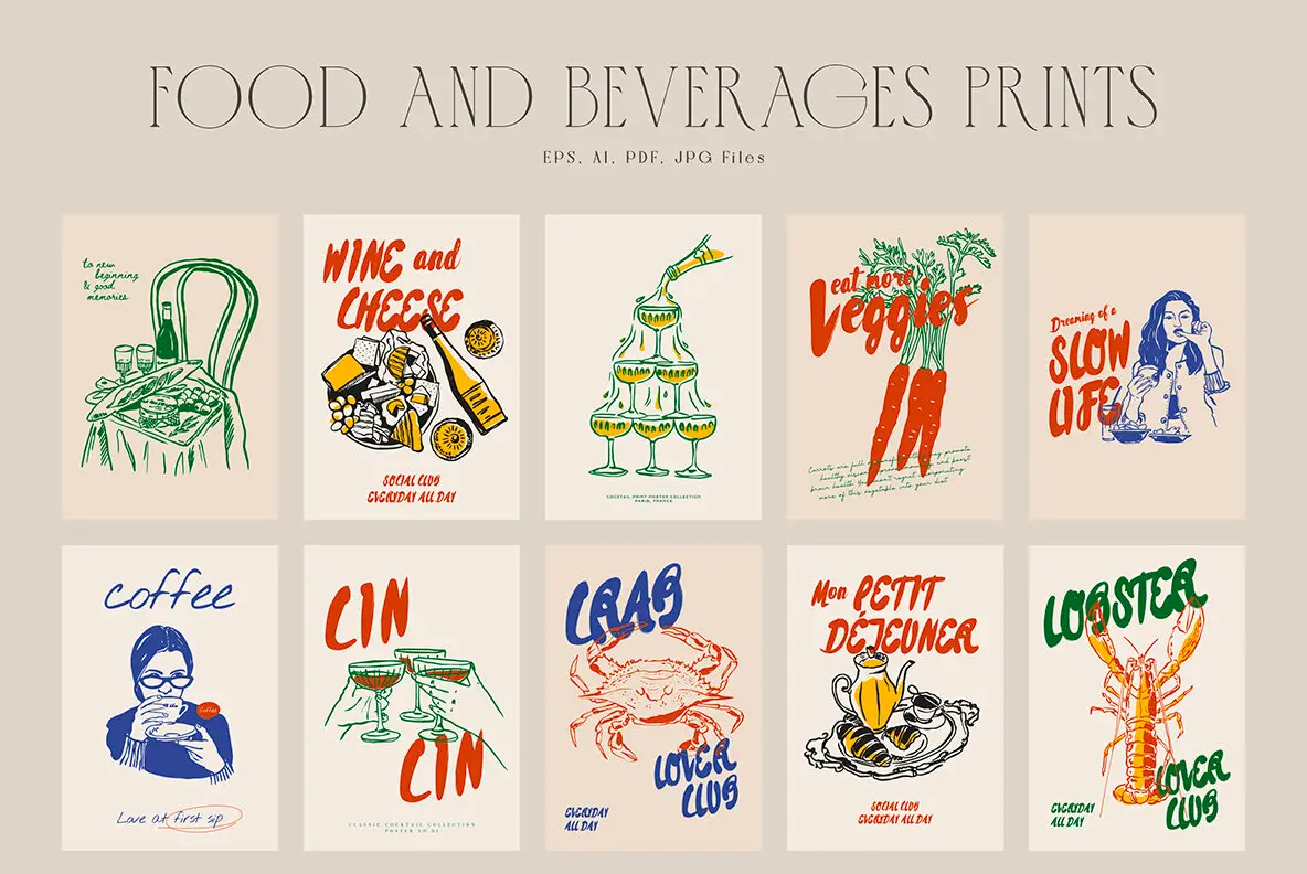 Food Print Poster Collection Part 2 Graphics - YouWorkForThem
