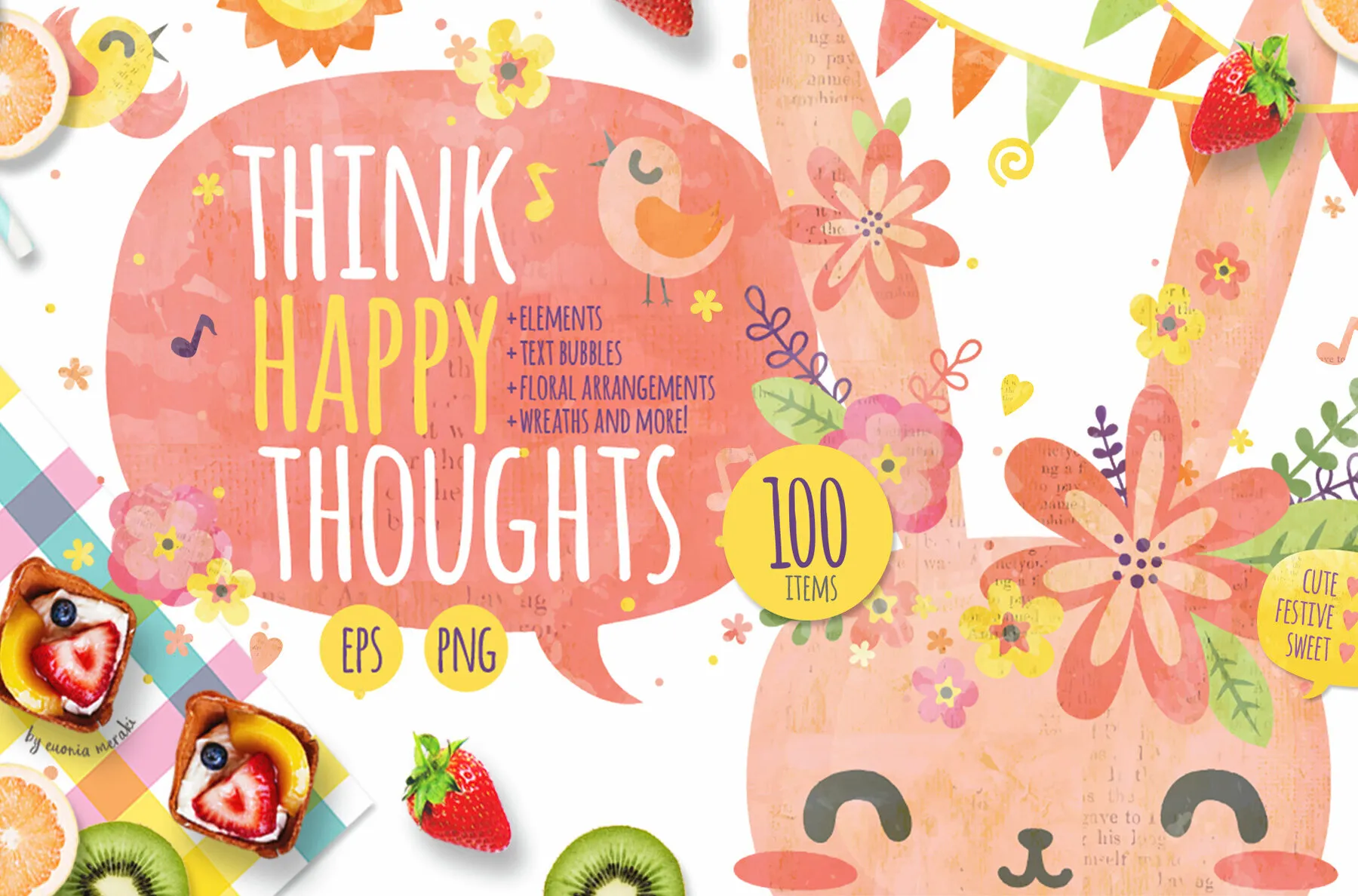 Think Happy Thoughts - cute collage