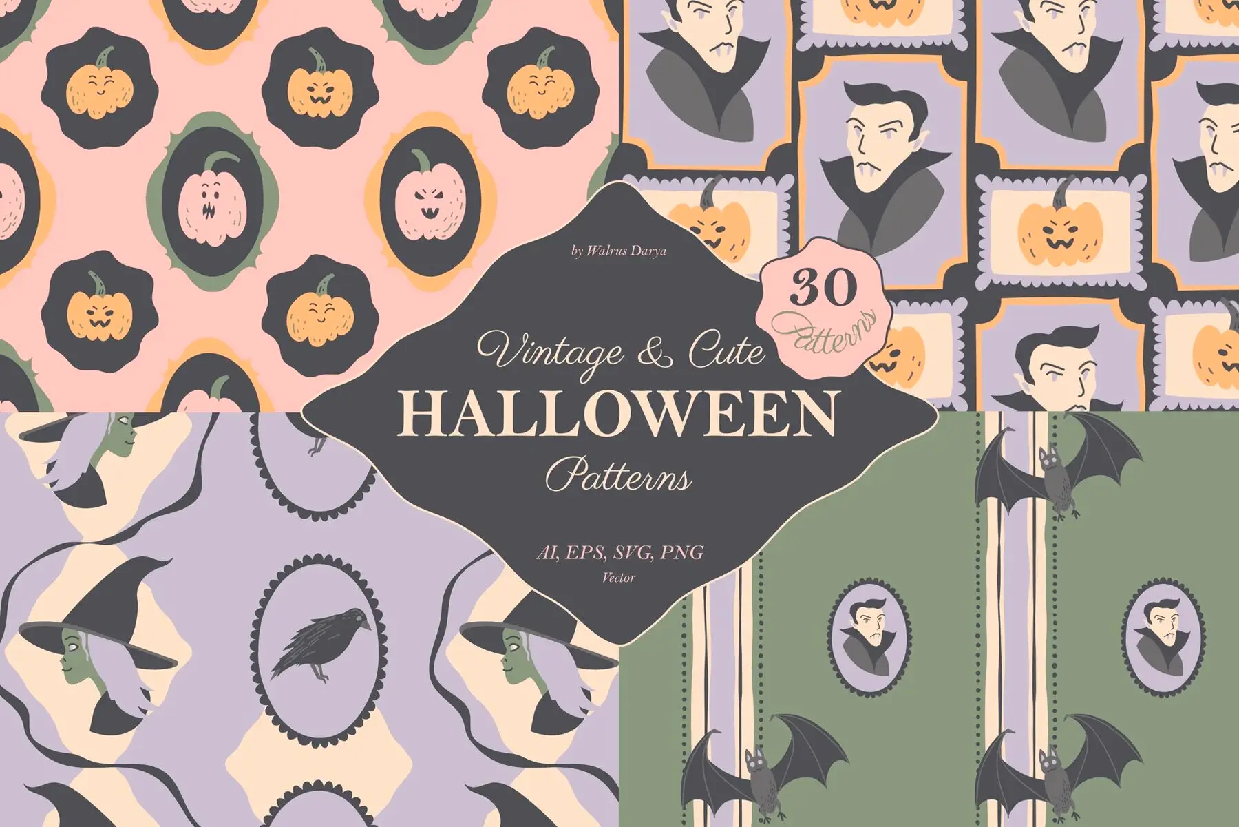 Cute Vector Halloween Patterns