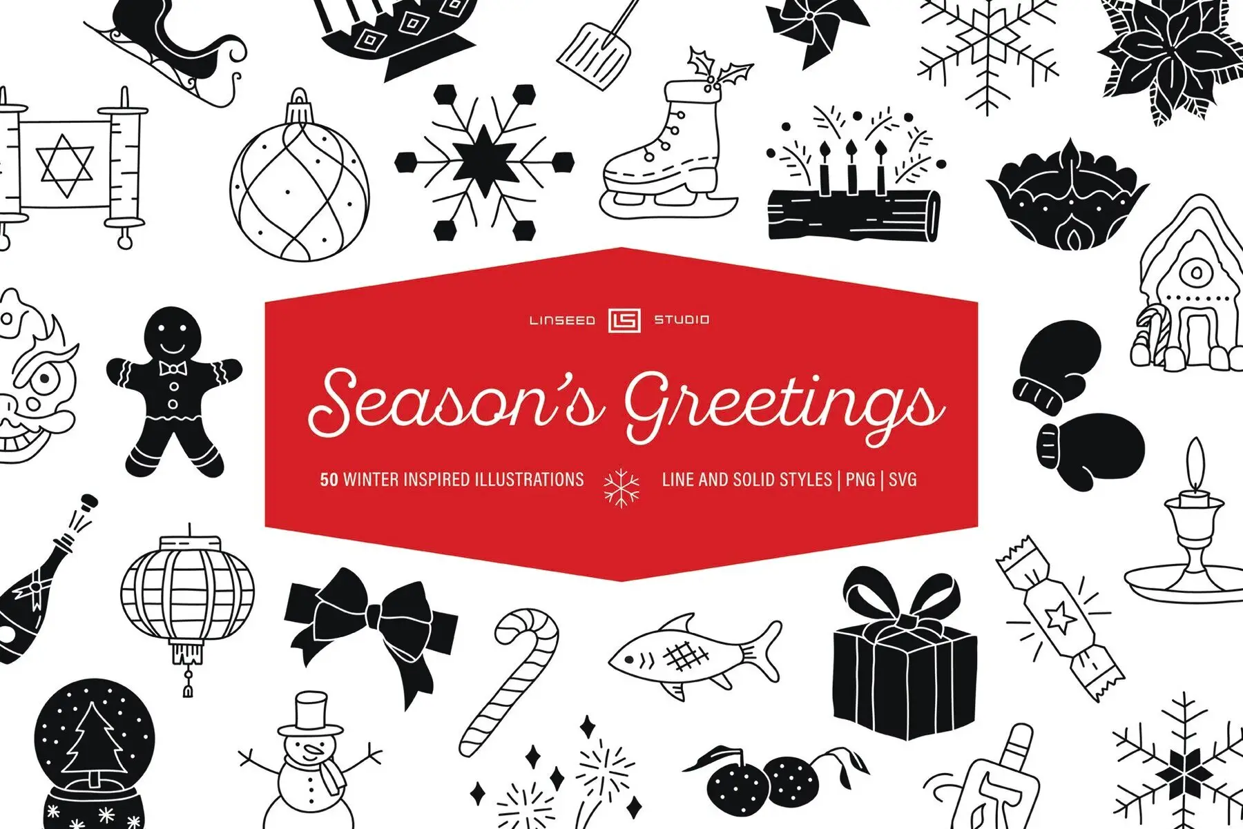 Seasons Greetings Illustration Set