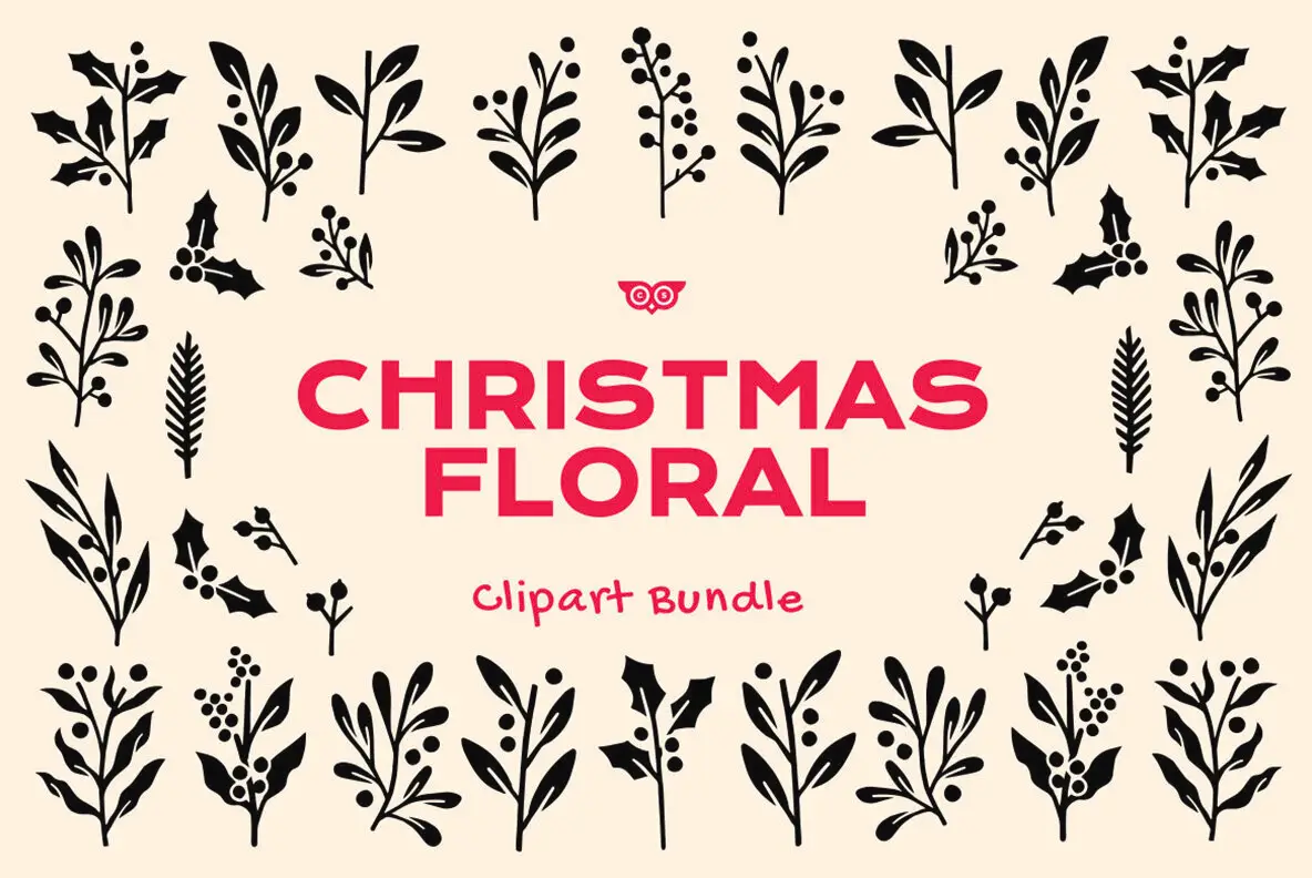 Christmas Floral Clipart Bundle