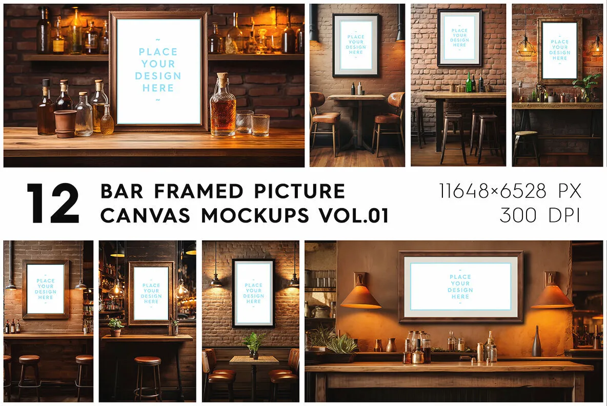 Bar Framed Canvas Picture Mockups Vol.01