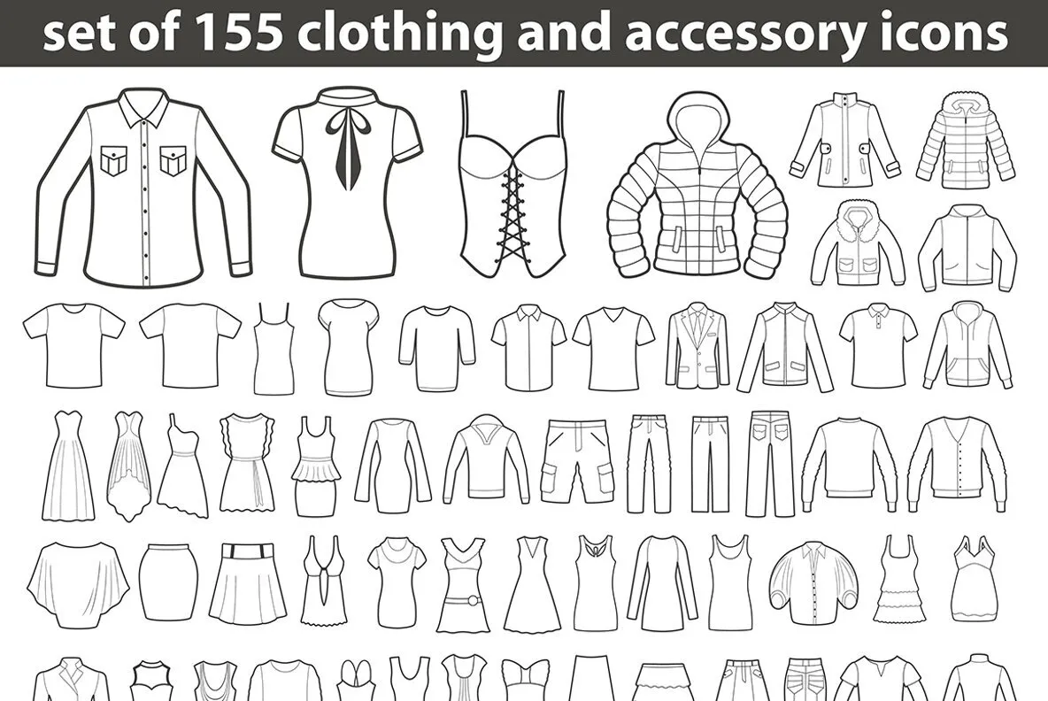 Set of clothing icons Vector Illustrations