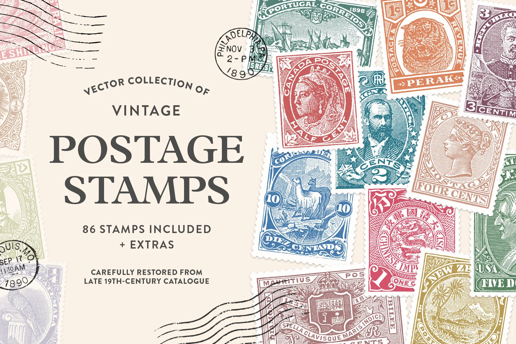 Vintage Postage Stamps Collection