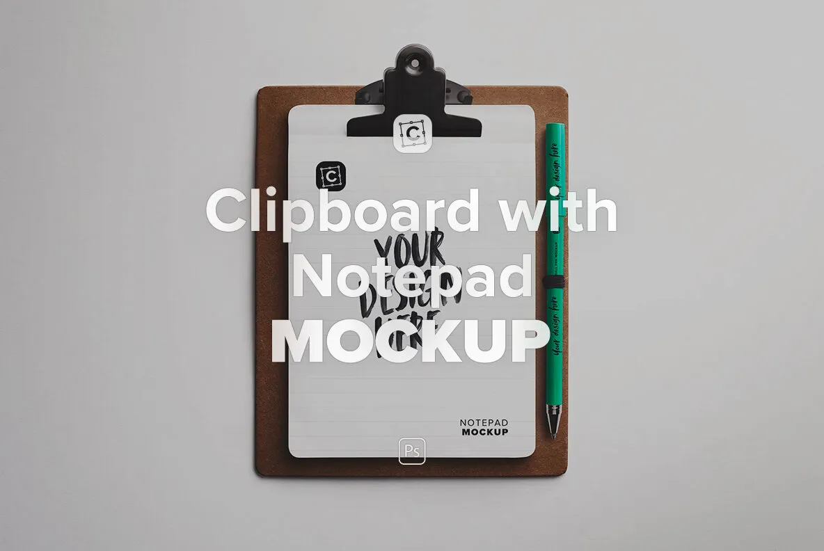 Clipboard with Notepad Mockup