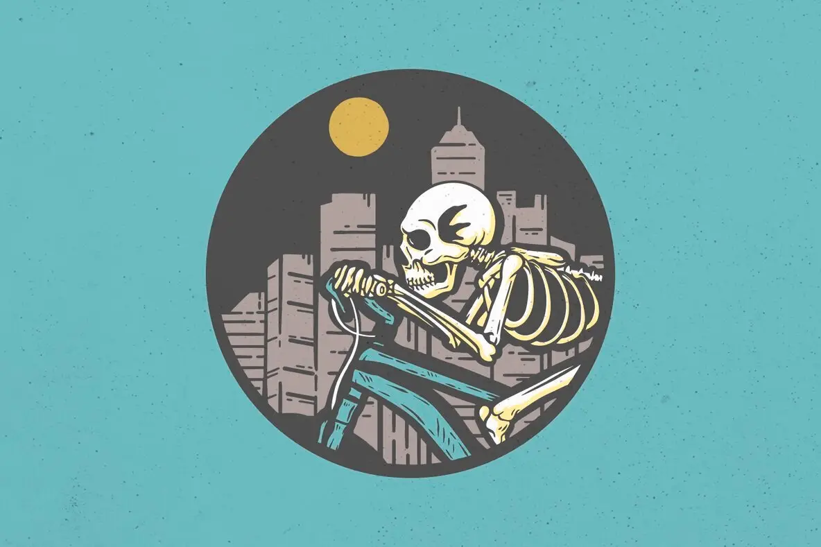 Skeleton Riding Bicycle