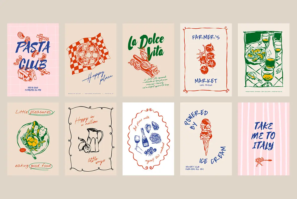 Food Print Poster Collection Part 3 Illustrations - YouWorkForThem