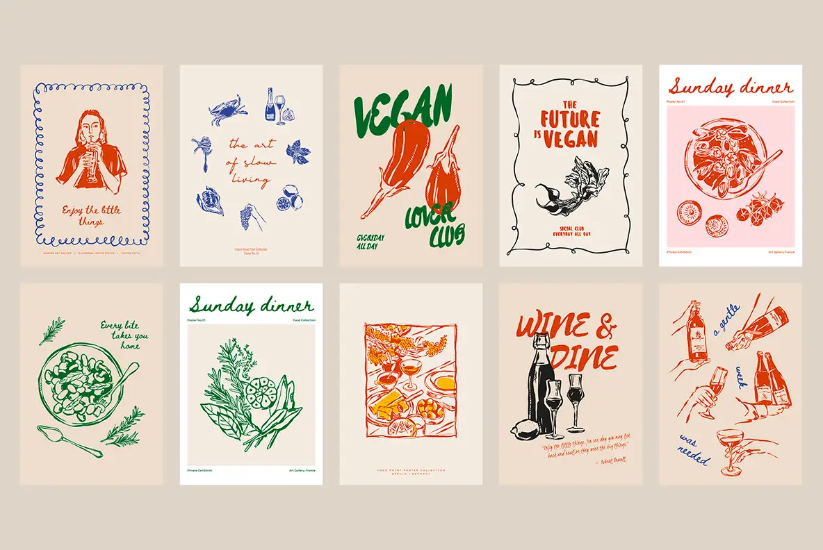 Food Print Poster Collection Part 3 Illustrations - YouWorkForThem