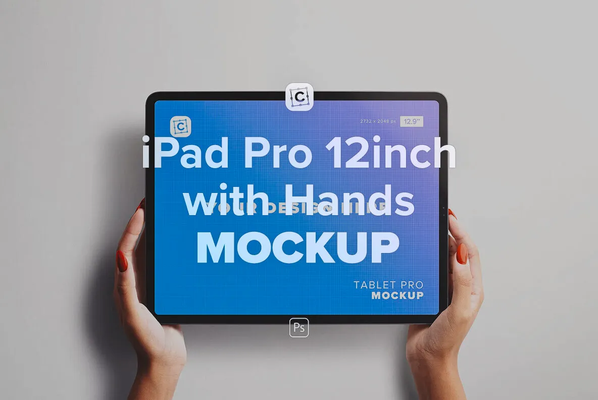 iPad Pro 12inch Mockup with Hands