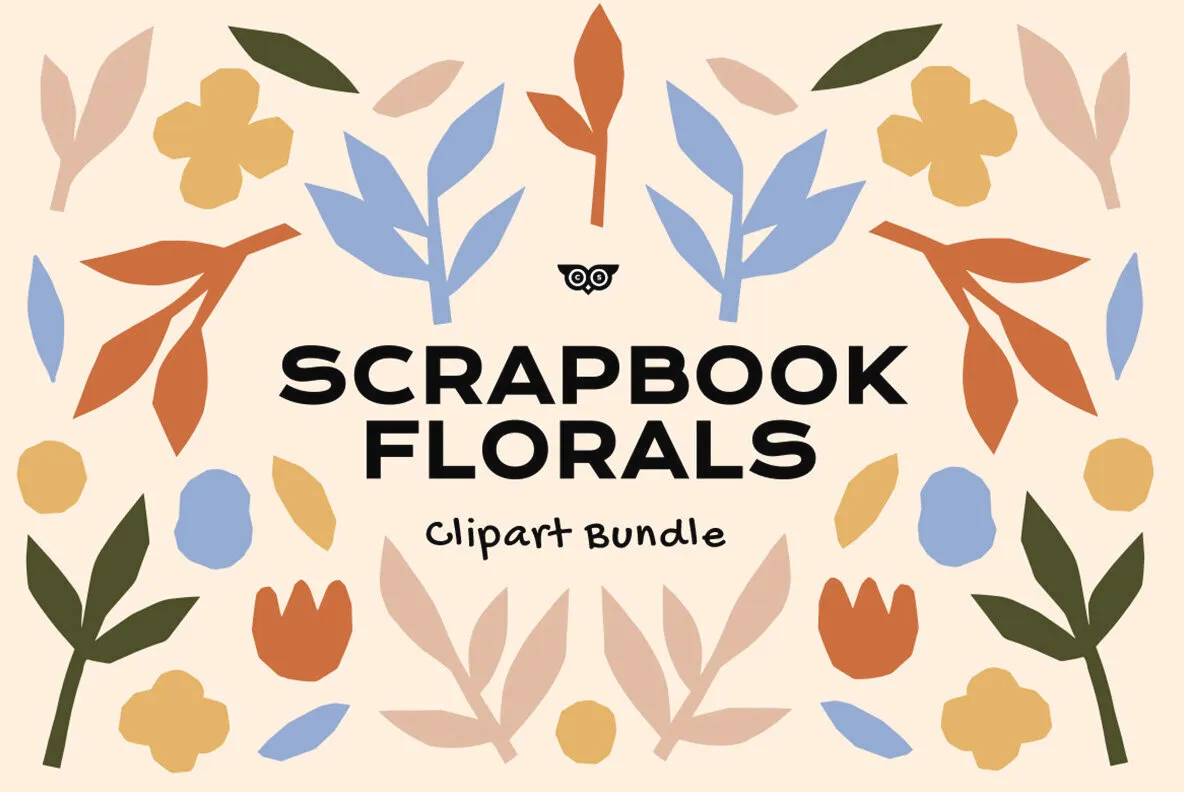 Scrapbook Florals Clipart Bundle