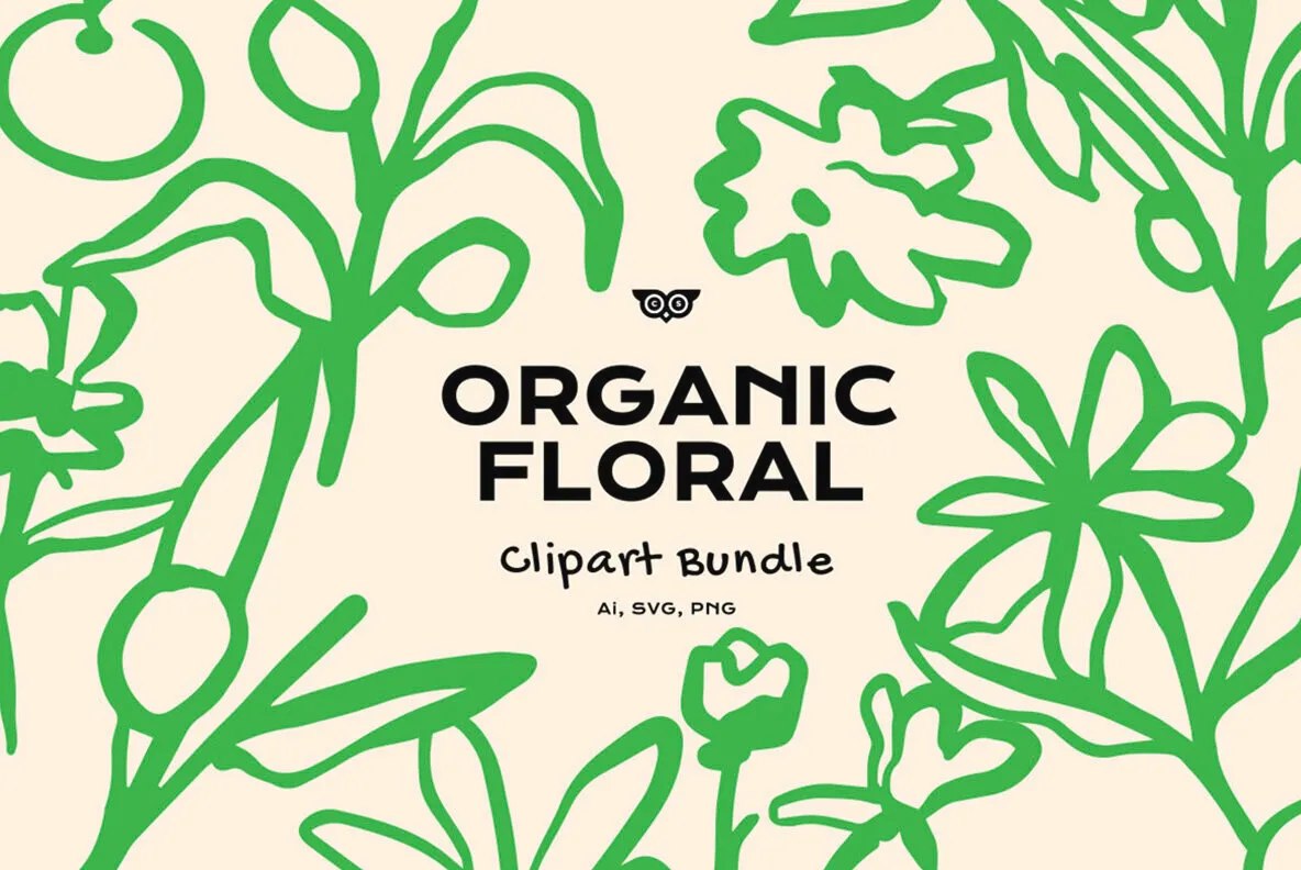 Organic Floral Clipart Bundle