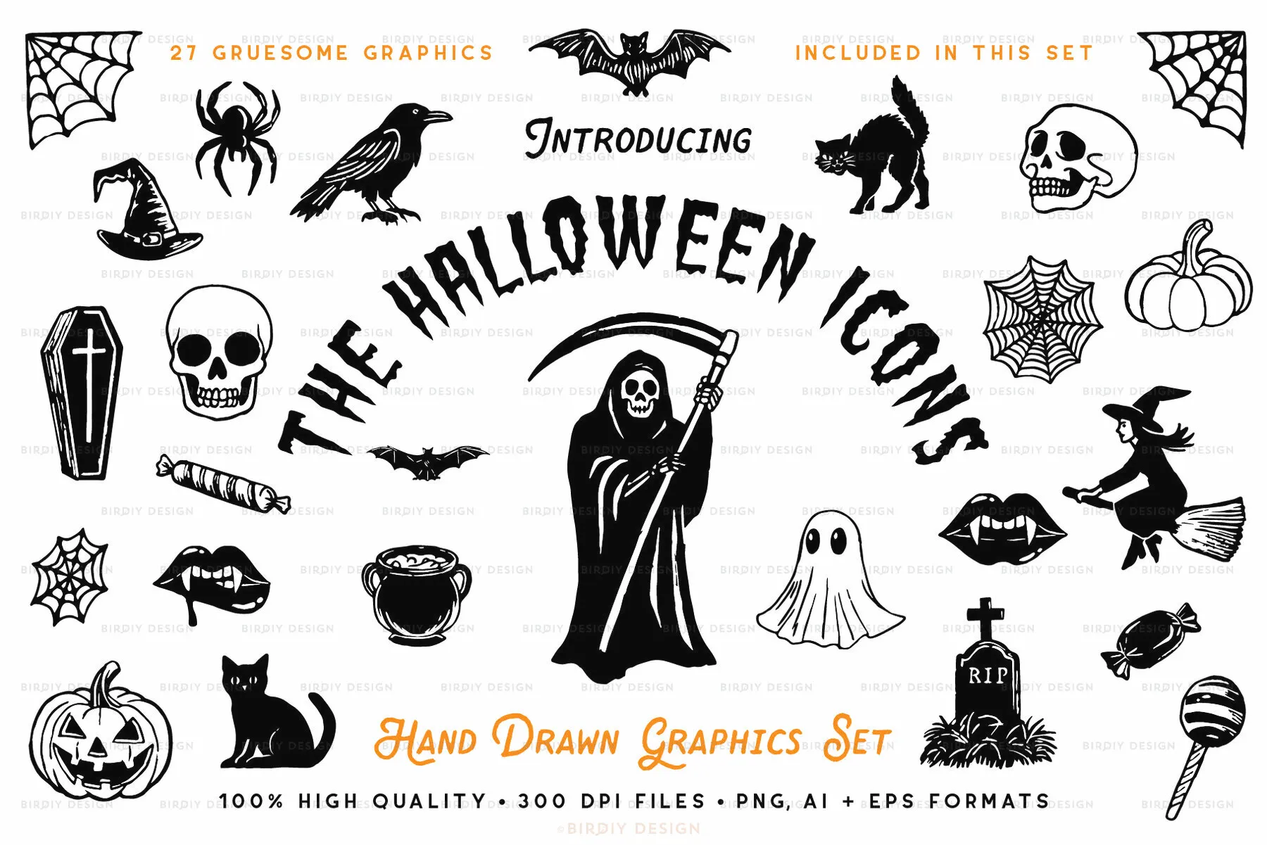 Halloween Icons Hand Drawn Graphics