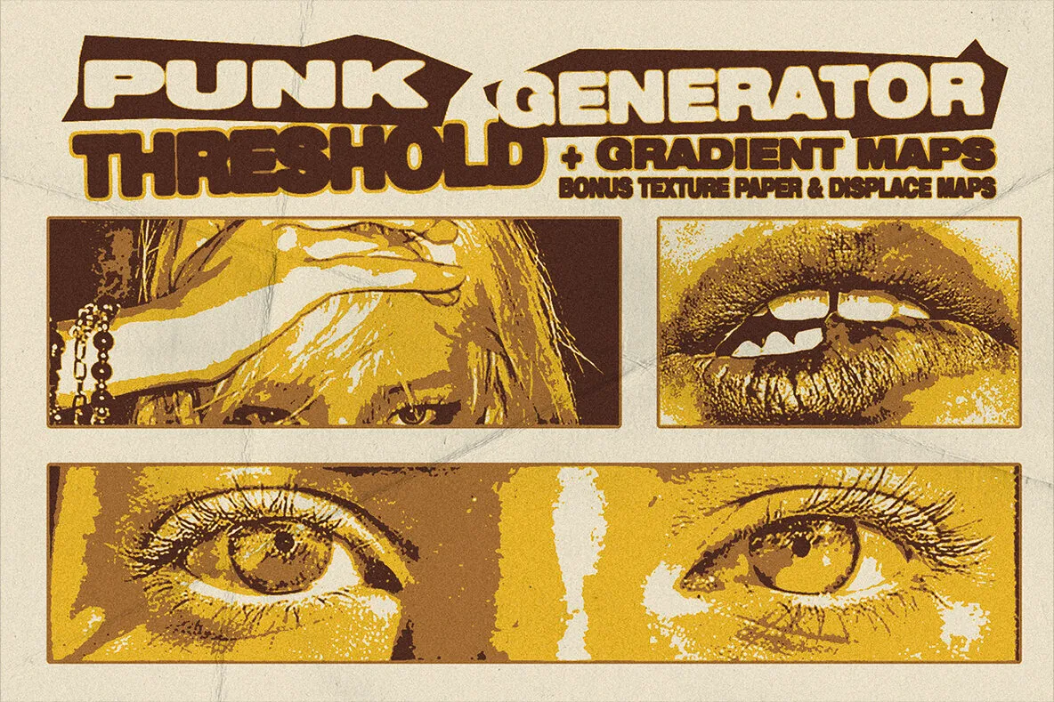 Punk Threshold Generator - Photoshop Action & Gradient Maps