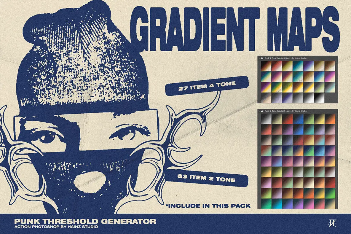 Punk Threshold Generator - Photoshop Action Gradient Maps - YouWorkForThem