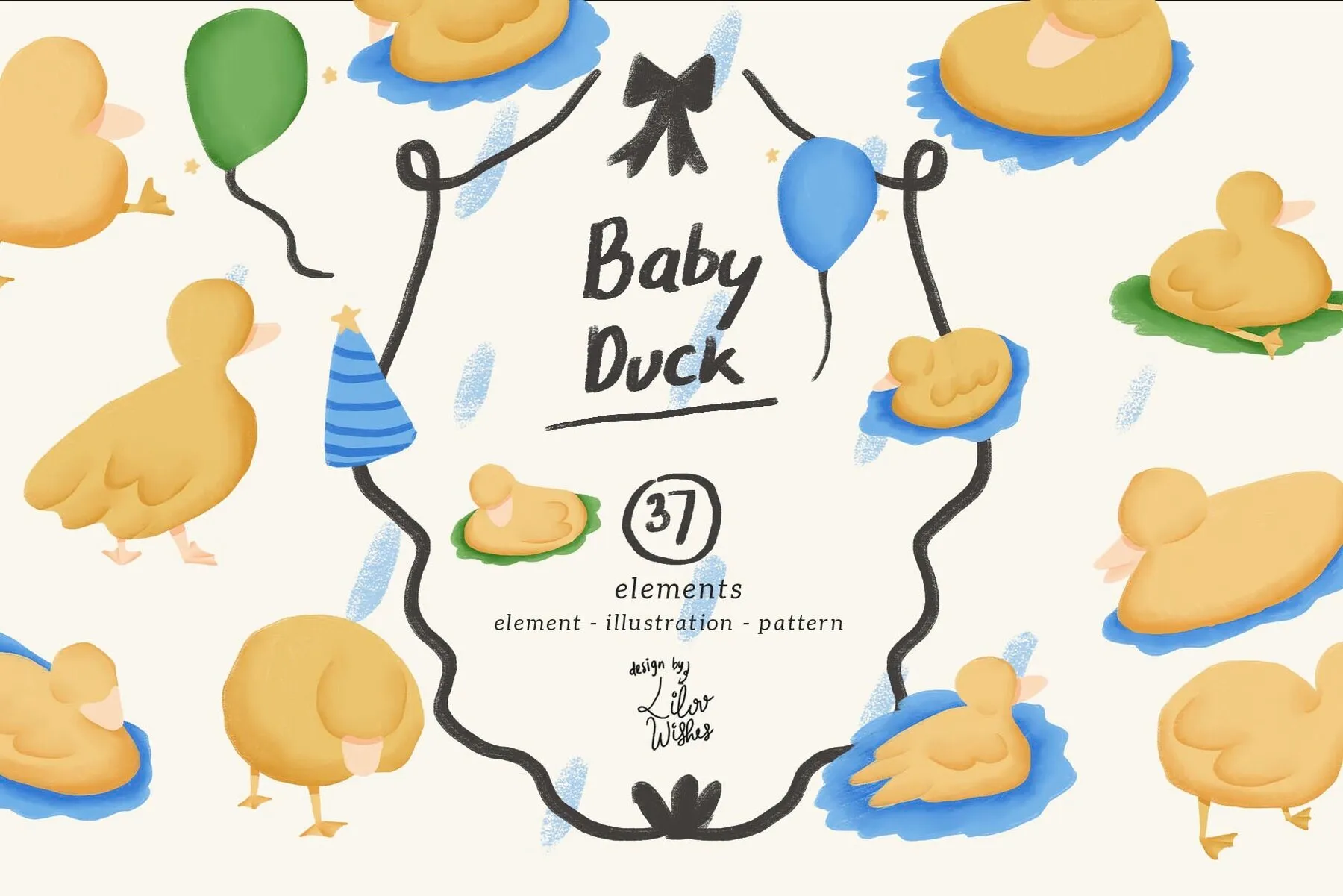 Baby duck clipart and pattern