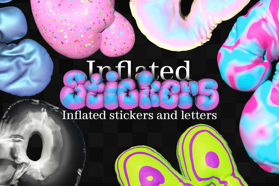 Inflated Stickers 02 - 3D Letters