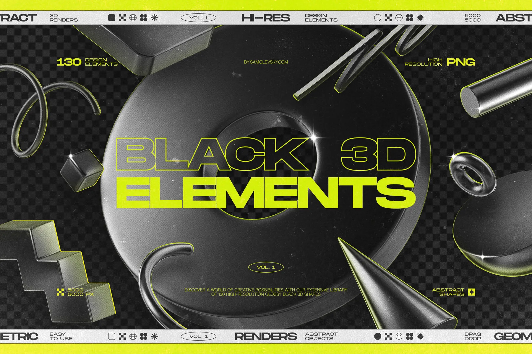 130 Black 3D Elements Collection Vol.1