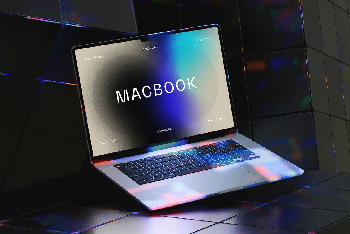 Neon Light Macbook Air Mockup