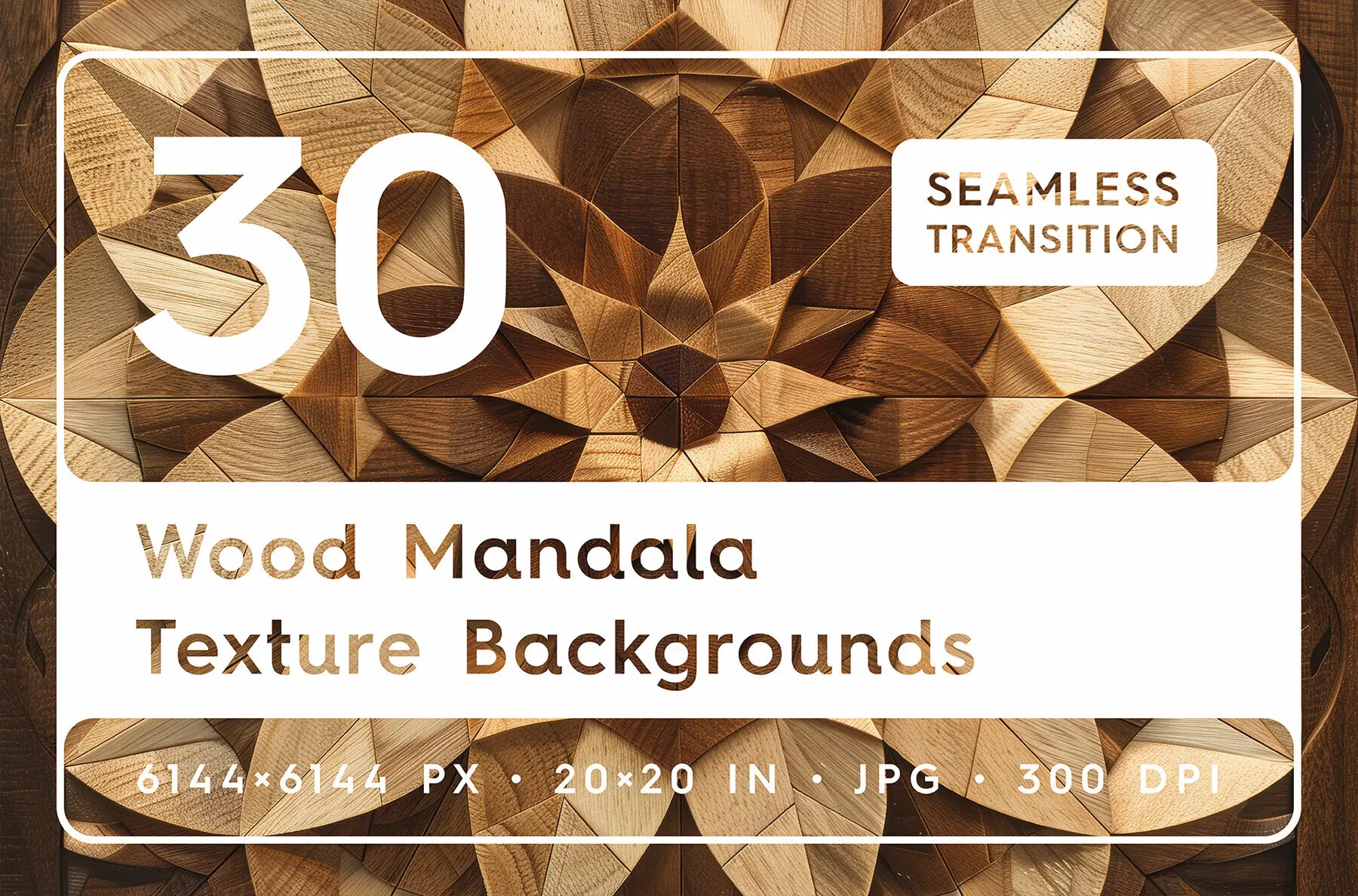 30 Wood Mandala Texture Backgrounds