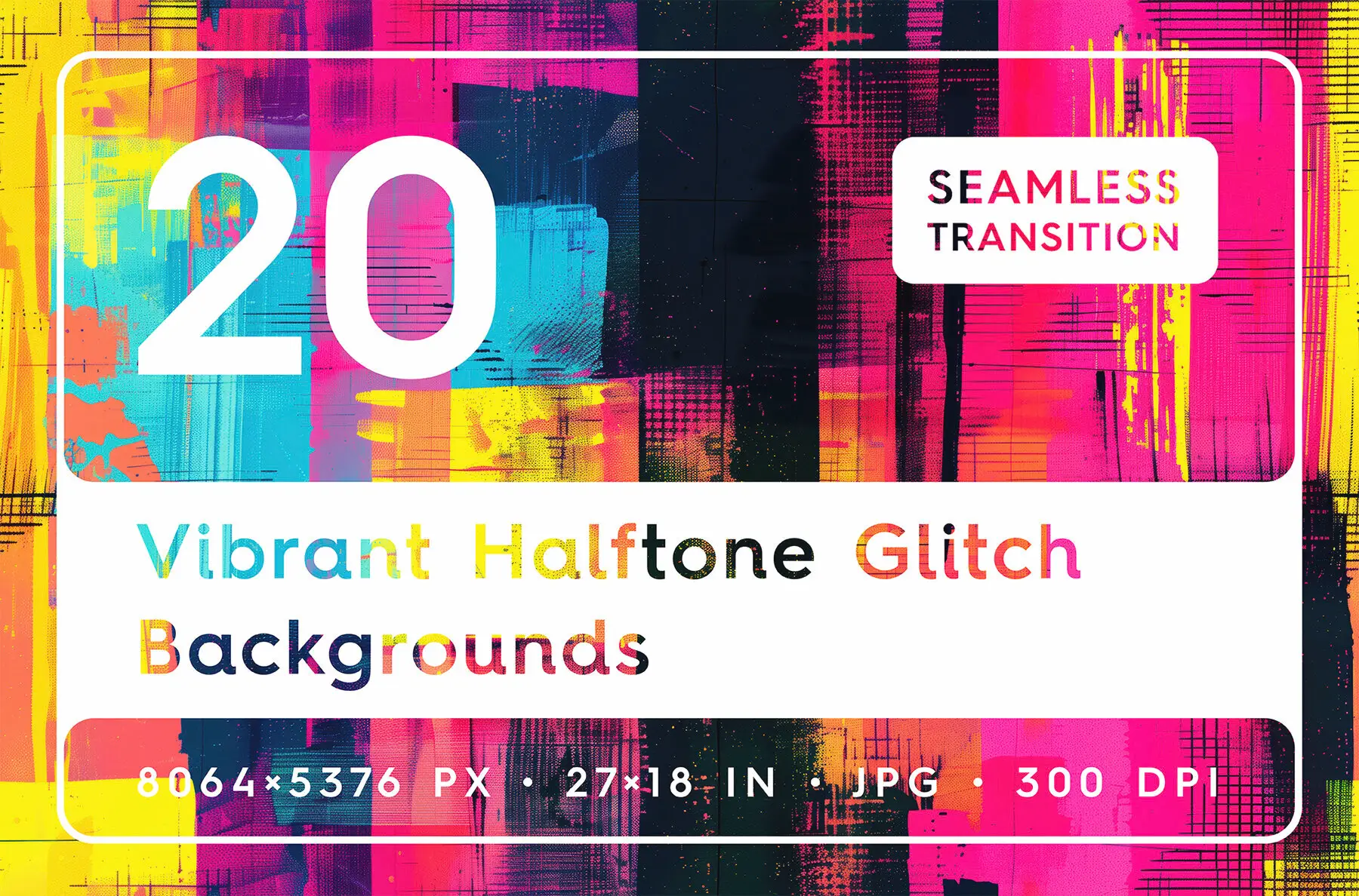 20 Vibrant Halftone Glitch Backgrounds