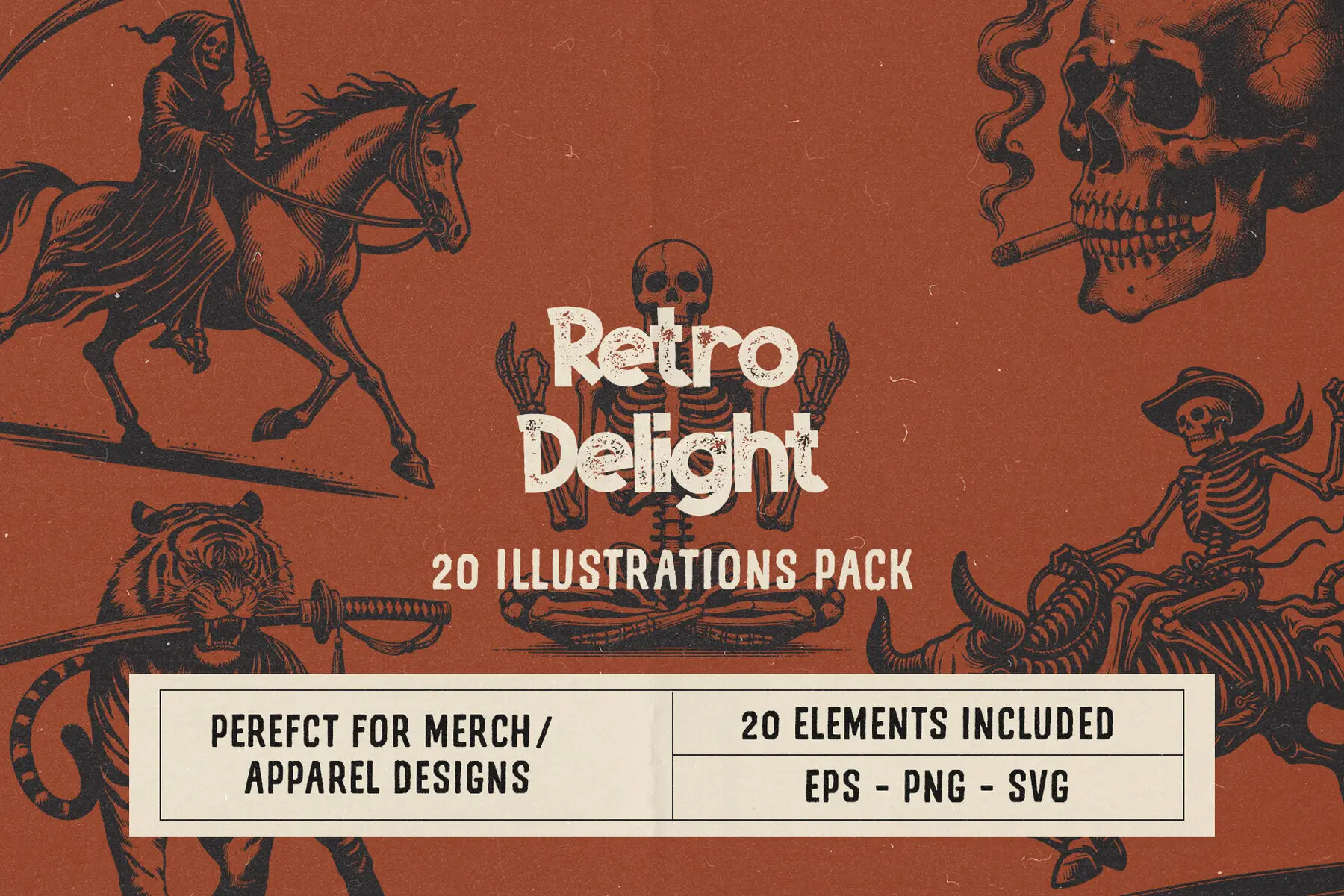 Retro Delight 20 Illustrations Pack