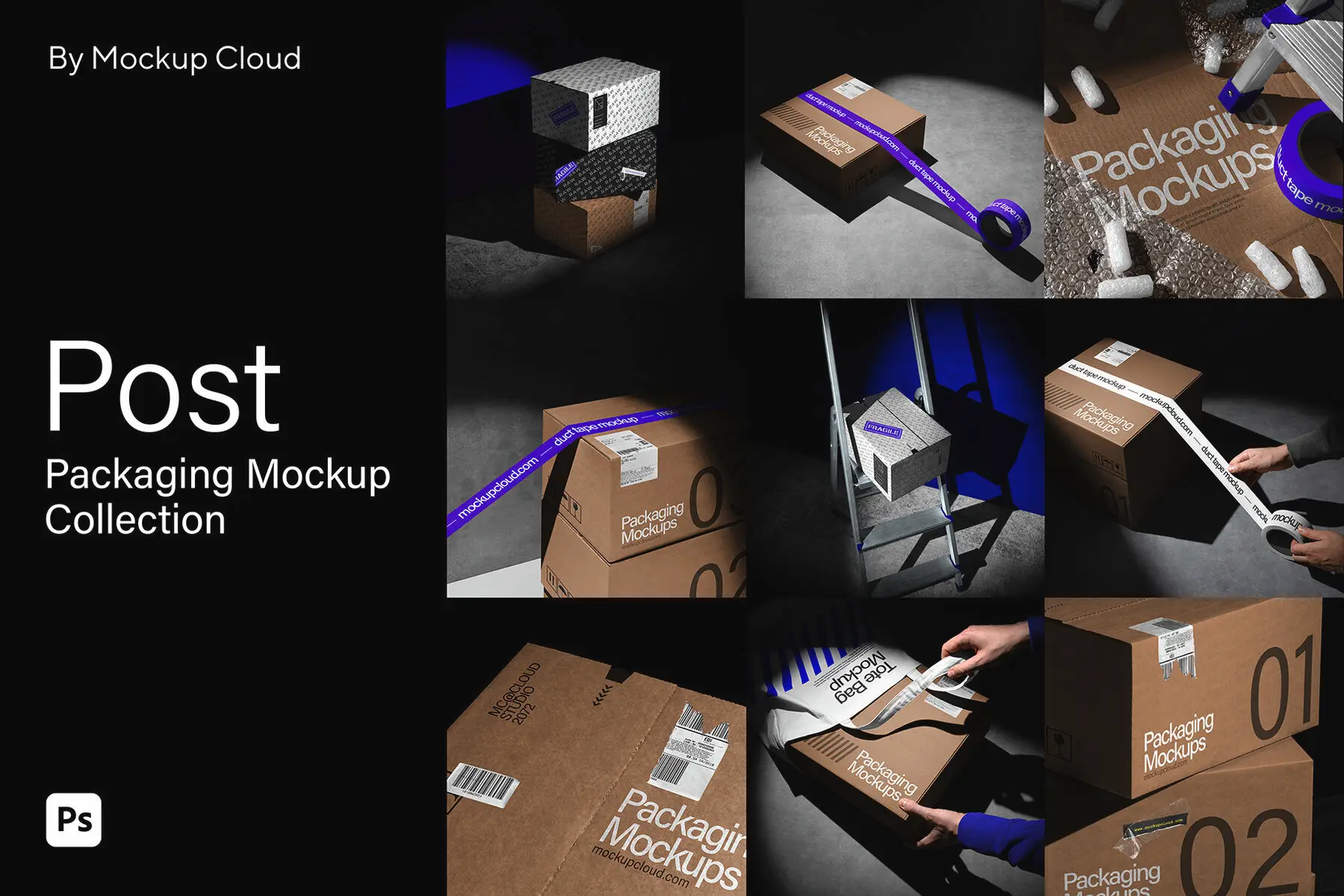 Post Packaging Mockups Kit