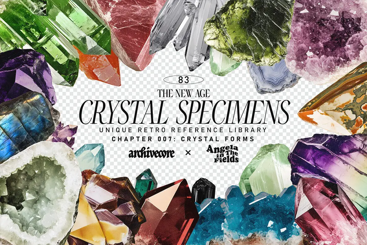 Crystal Specimens Vintage Clipart