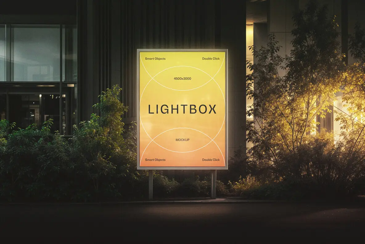 Lightbox At Night Mockup