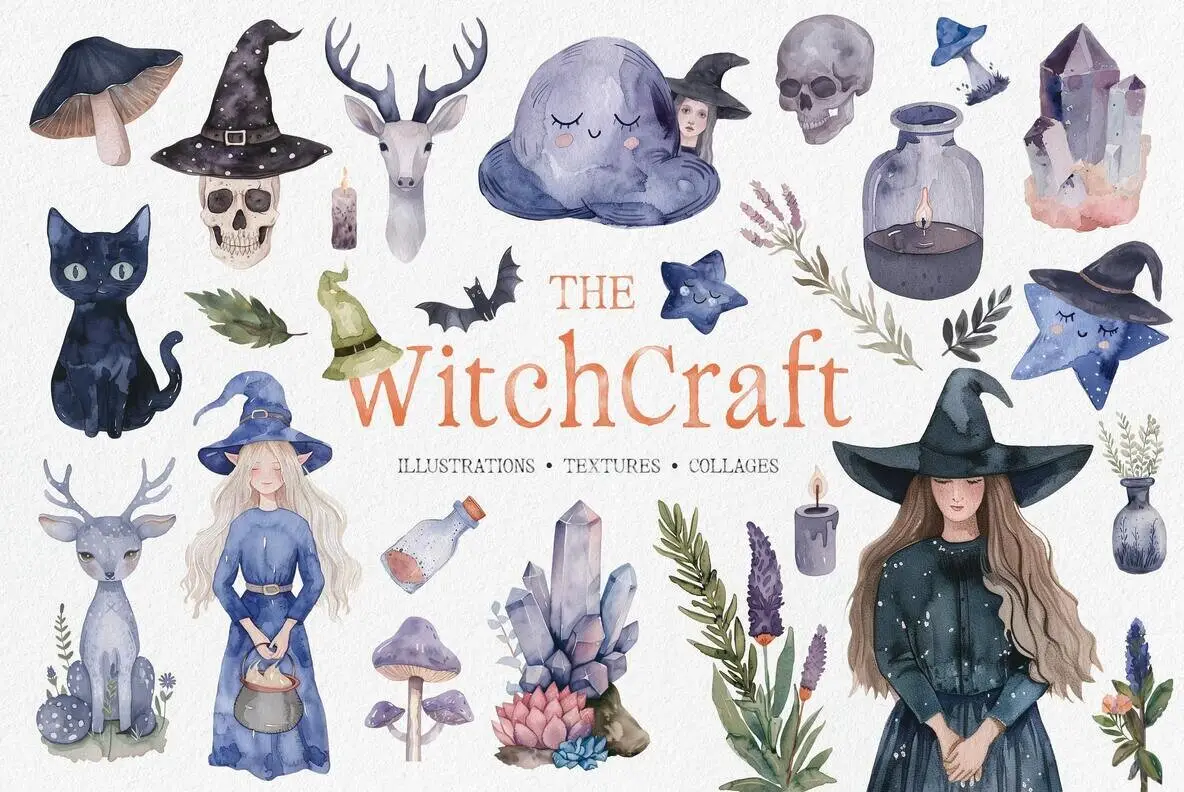 Witchcraft Watercolor Graphics Collection