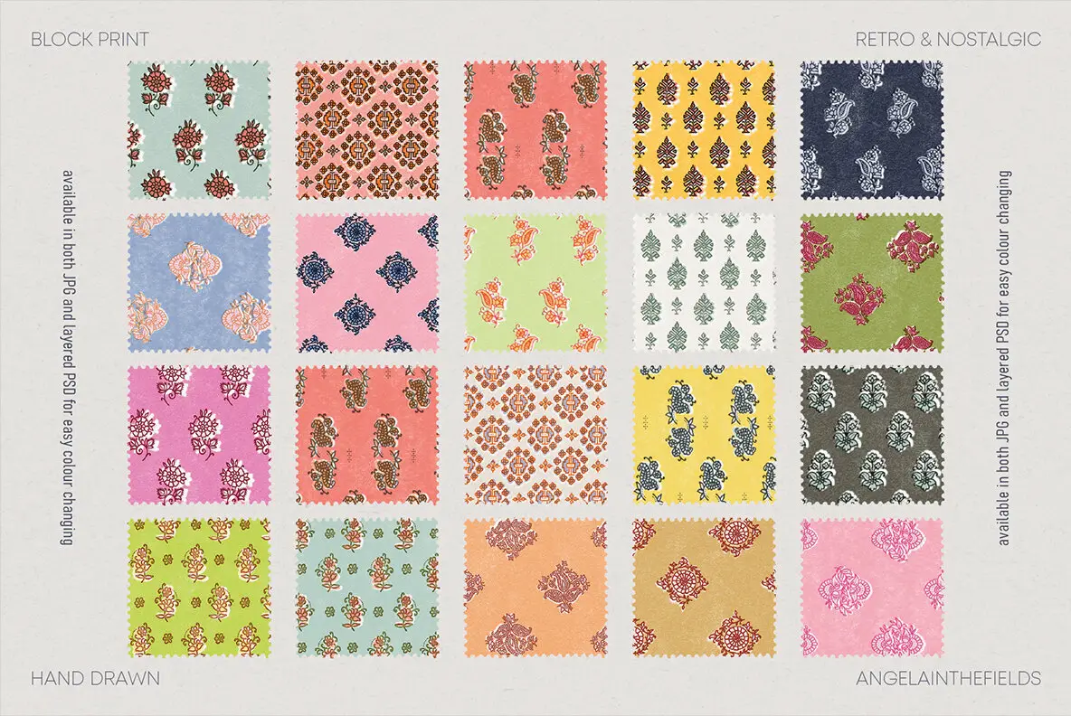 Retro Block Pattern Vintage Block Seamless Patterns Patterns - YouWorkForThem