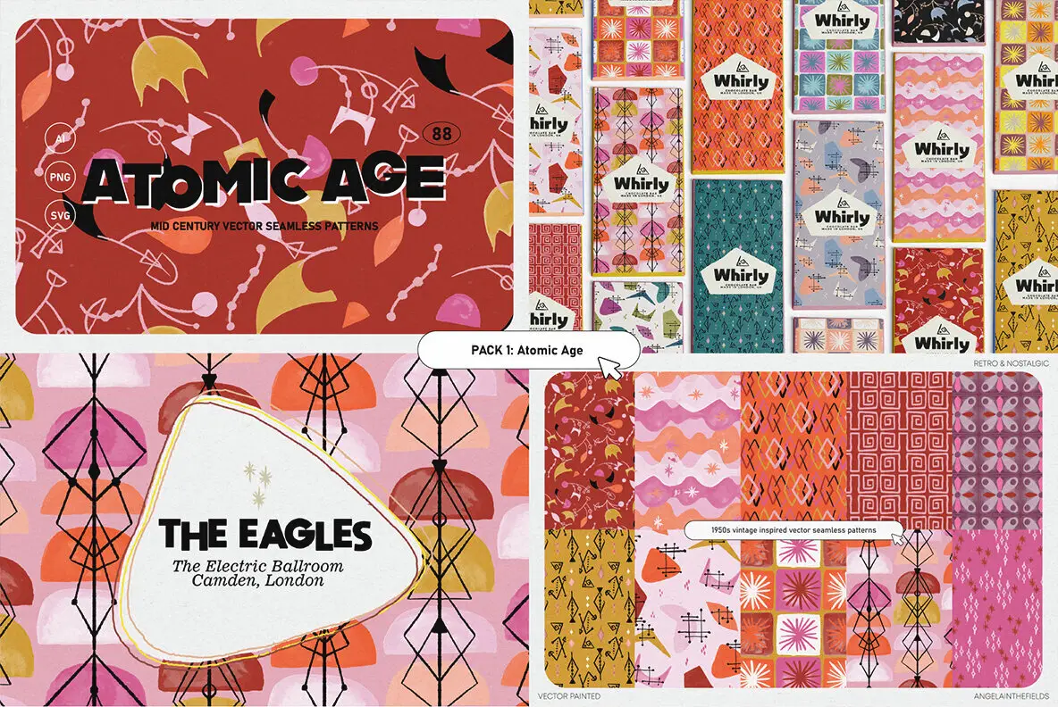 Retro Pattern Library Bundle Patterns - YouWorkForThem