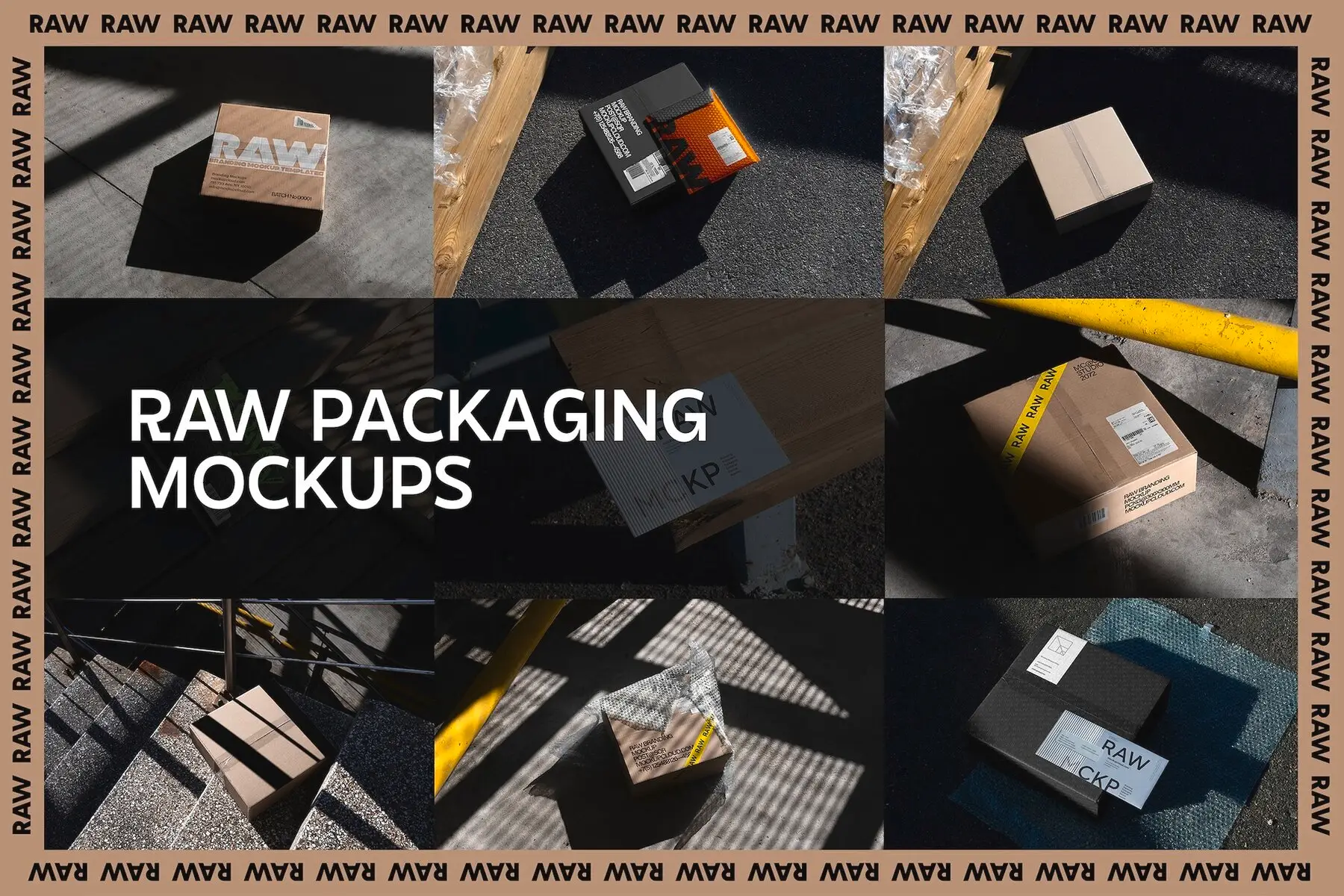 Box Packaging Mockups Kit - Raw Series