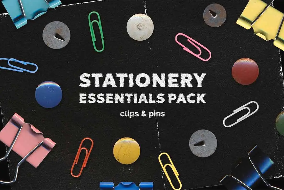 Stationery Essentials Pack Clips & Pins PNG elements