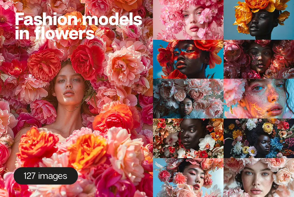 Fashion models in flowers