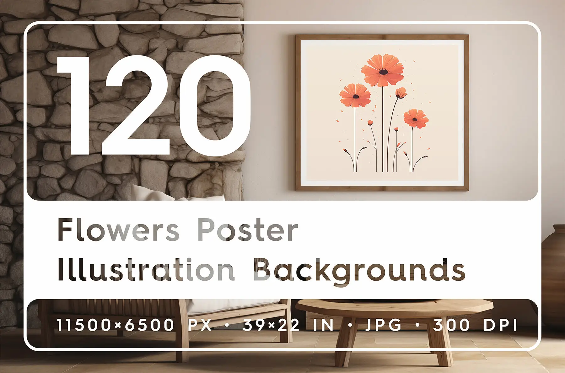 120 Flowers Poster Illustration Backgrounds