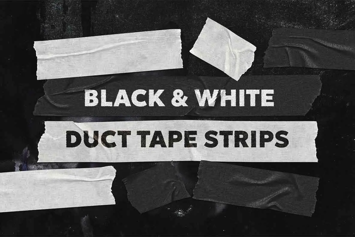 Black and White Duct Tape Strips PNG pack 100 lines