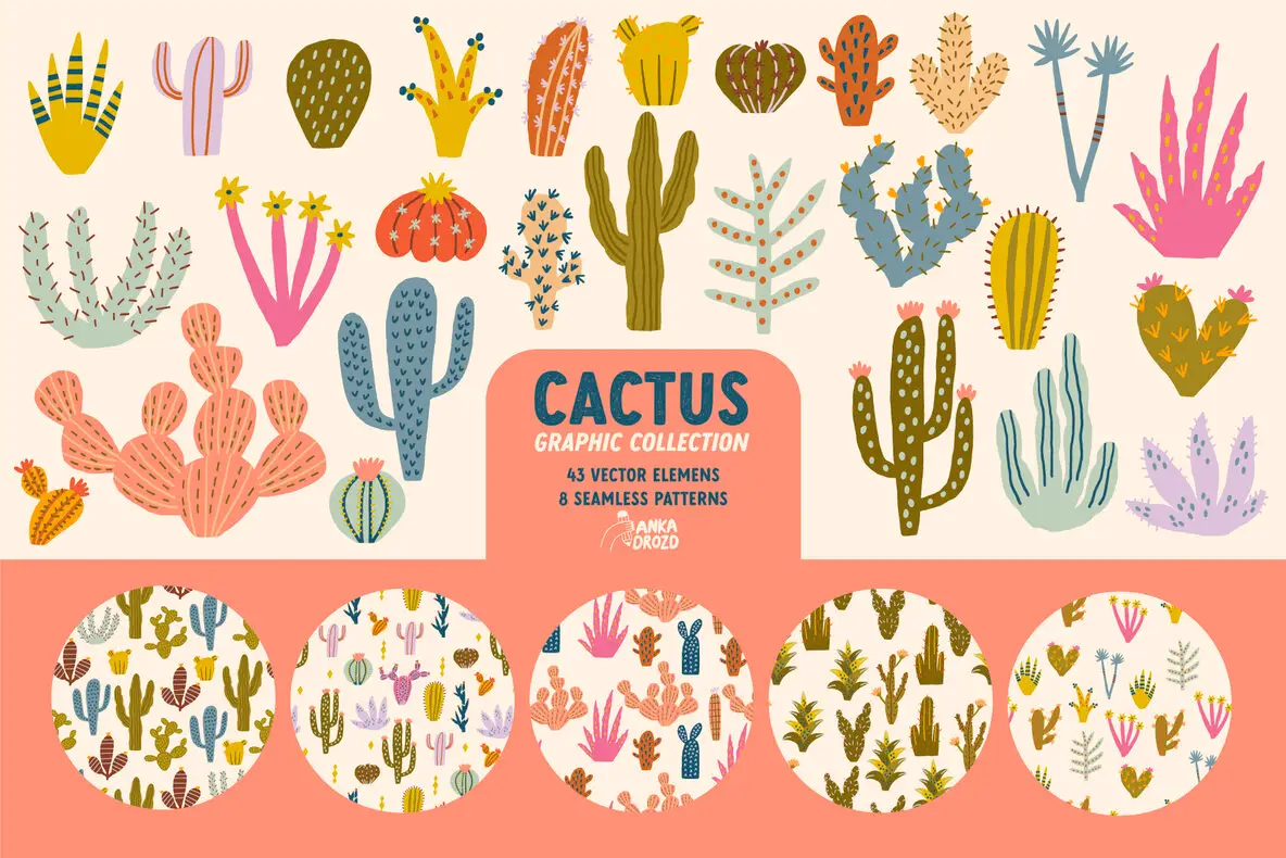 Cactus Graphic Collection Nature - YouWorkForThem