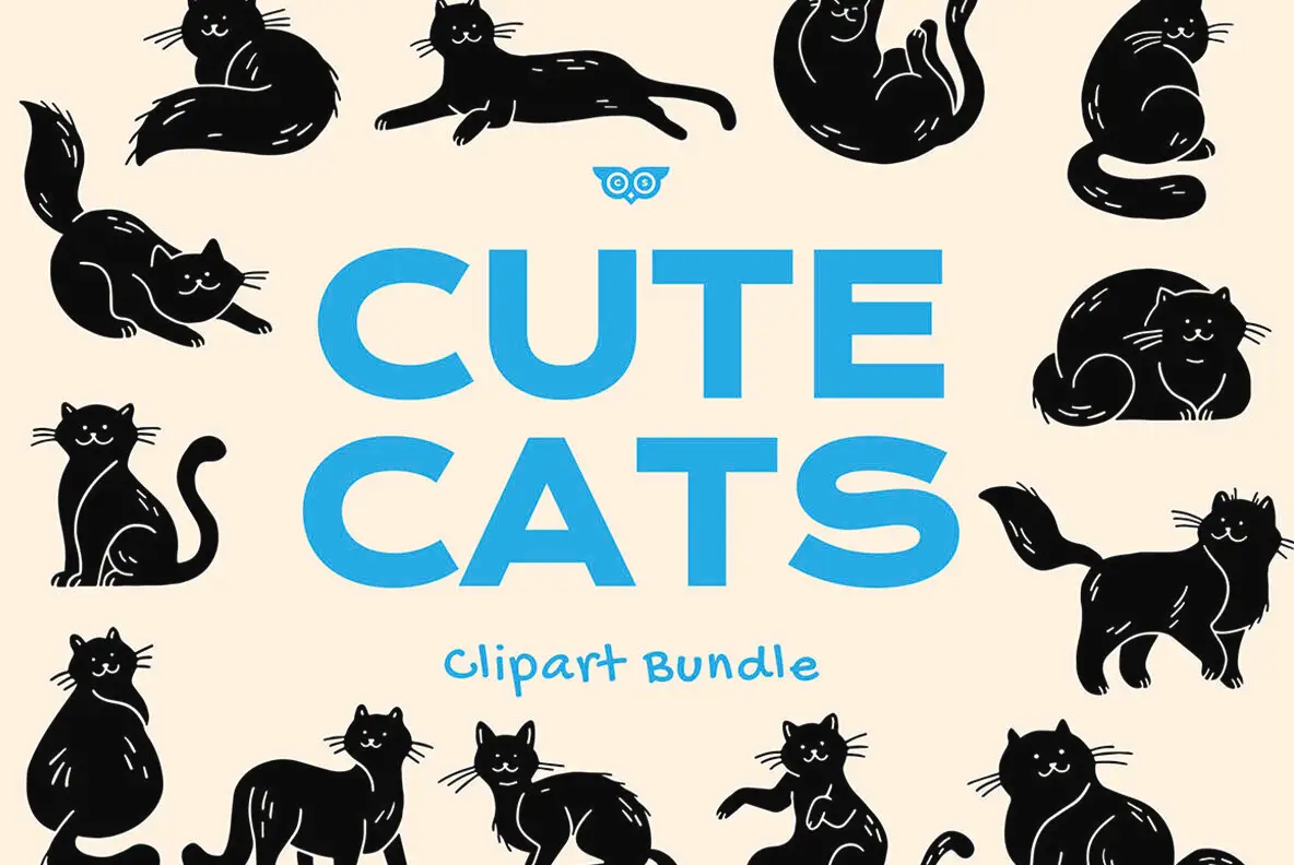 Cute Cats Clipart Bundle