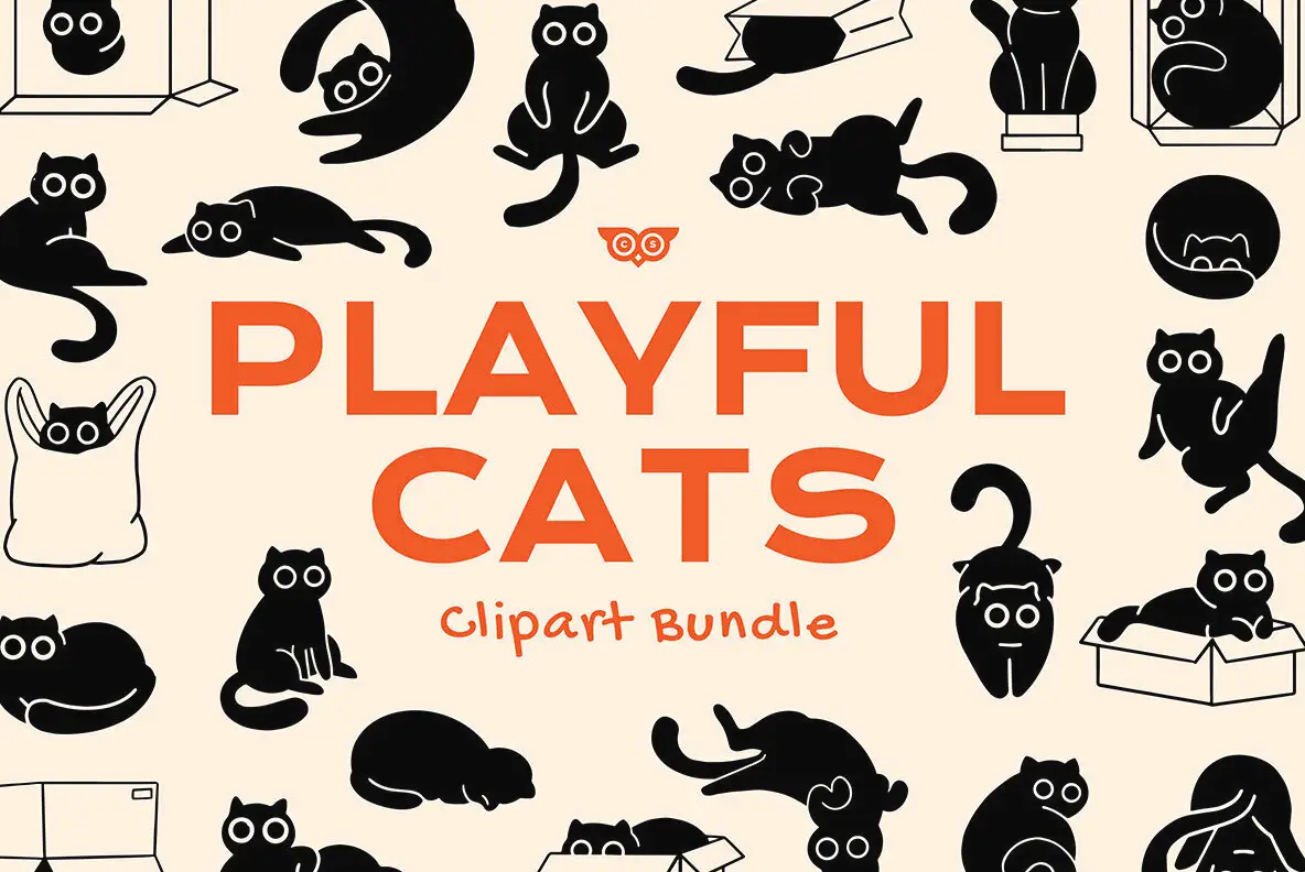 Playful Cats Clipart Bundle