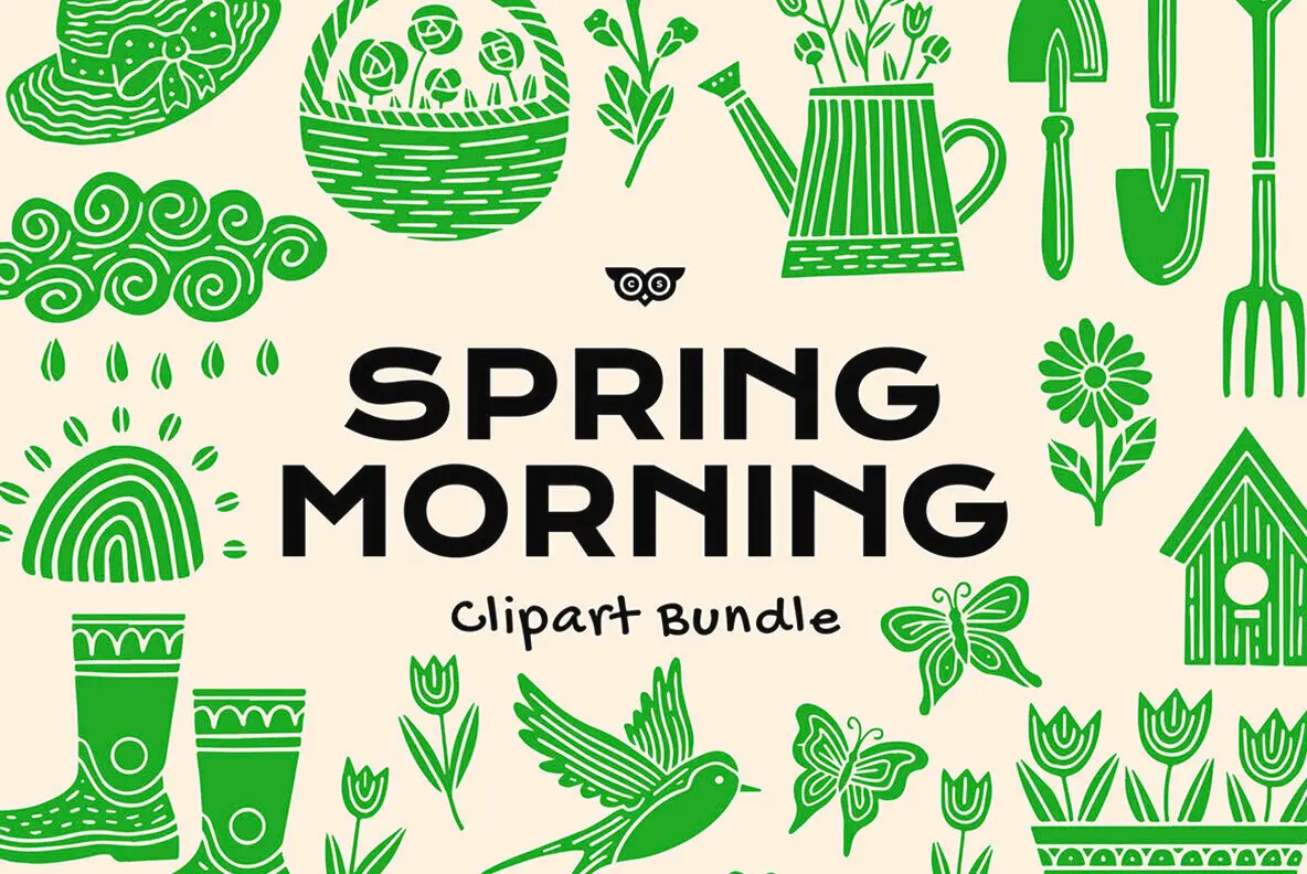 Spring Morning Clipart Bundle