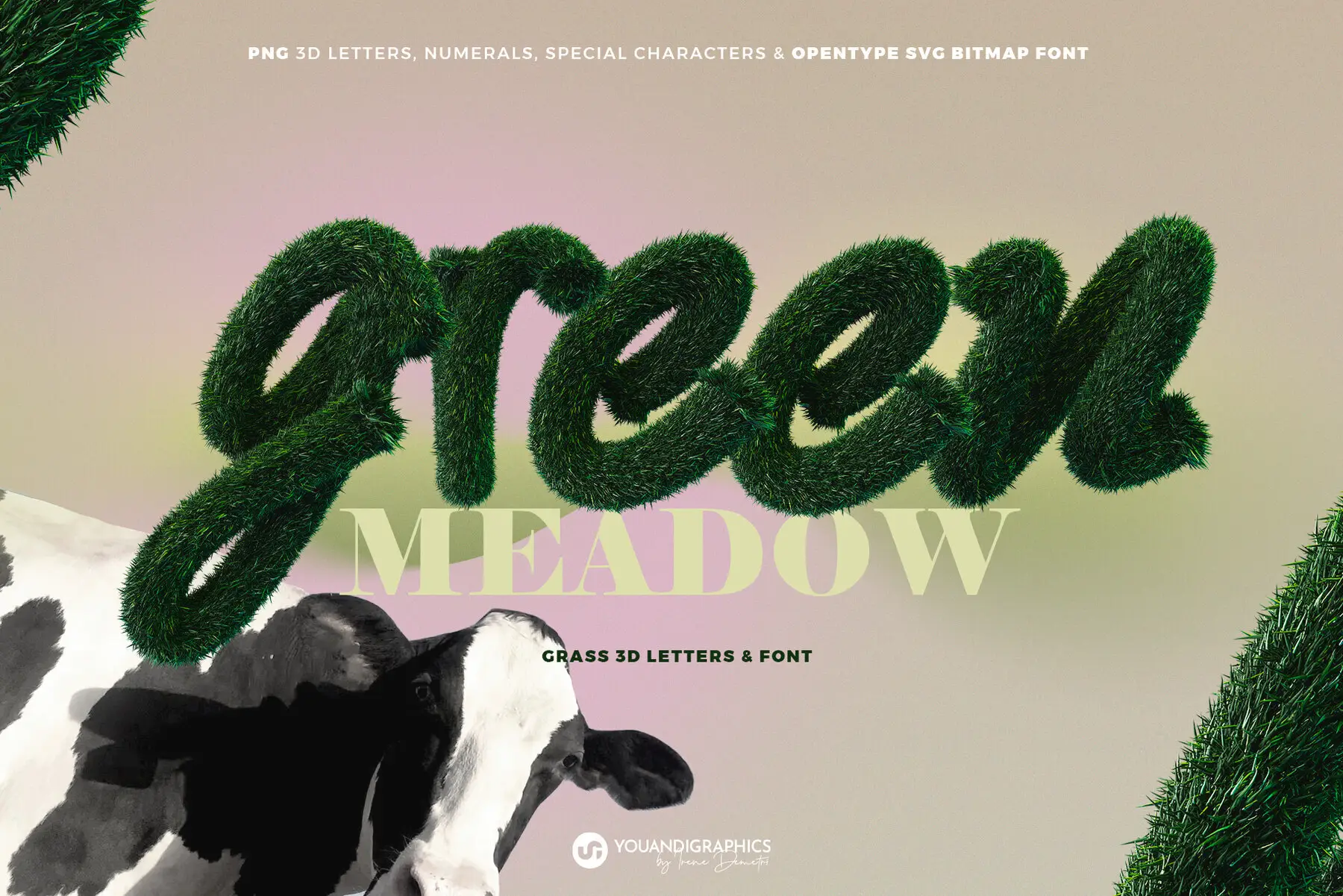 Green Meadow 3D Font and Letters