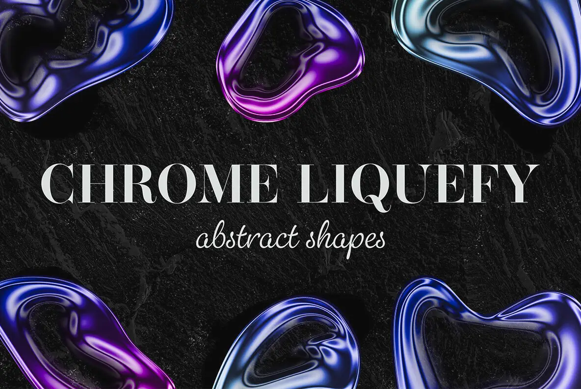 Chrome Liquefy Abstract Shapes